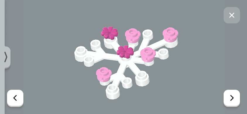 LEGO&reg; Builder step view of a cherry blossom branch assembly